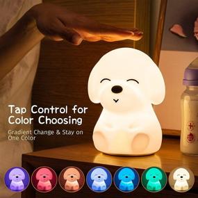 img 1 attached to 🐶 Mubarek Night Lights: Adorable Silicone Puppy Lamps for Kids Room, USB Rechargeable Color Changing Night Lights - Perfect Toddler Gifts!