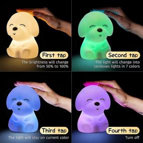 img 2 attached to 🐶 Mubarek Night Lights: Adorable Silicone Puppy Lamps for Kids Room, USB Rechargeable Color Changing Night Lights - Perfect Toddler Gifts!