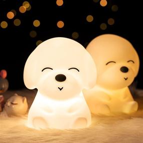 img 4 attached to 🐶 Mubarek Night Lights: Adorable Silicone Puppy Lamps for Kids Room, USB Rechargeable Color Changing Night Lights - Perfect Toddler Gifts!