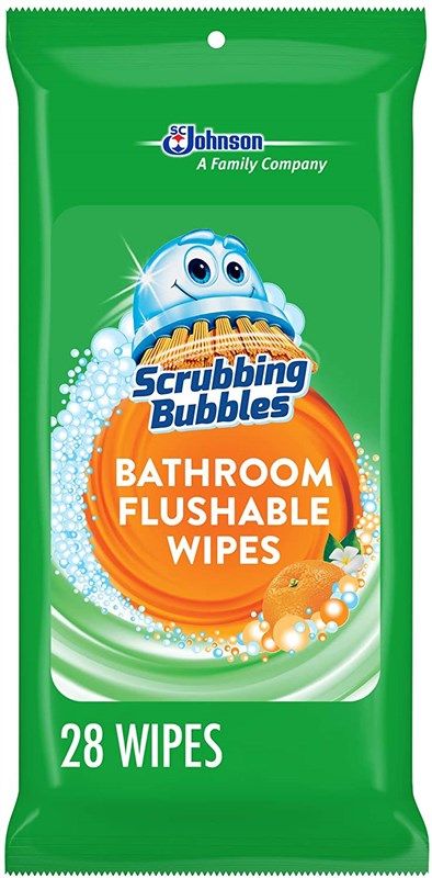scrubbing bubbles antibacterial bathroom flushable 로고