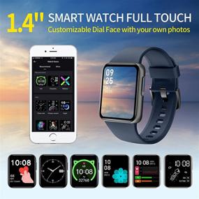 img 3 attached to 🌟 HolaDream Smart Watch - 1.4 Inch HD Touch Screen Fitness Tracker for Android &amp; iOS - 5ATM Waterproof Heart Rate/Sleep/Calorie/Blood Oxygen Monitor - Women Man (Blue)