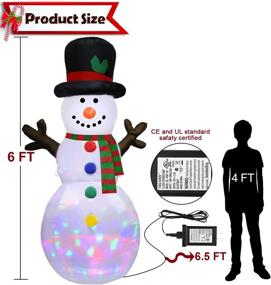 img 2 attached to 🎅 FastDeng 6 Feet Snowman Inflatable Christmas Decorations Featuring Upgraded Colorful Rotating LED Light, Static Lights, and Branch Hand for Indoor Outdoor Yard Garden Christmas Decoration