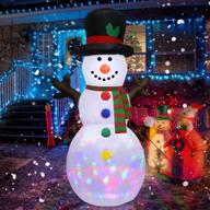🎅 fastdeng 6 feet snowman inflatable christmas decorations featuring upgraded colorful rotating led light, static lights, and branch hand for indoor outdoor yard garden christmas decoration logo