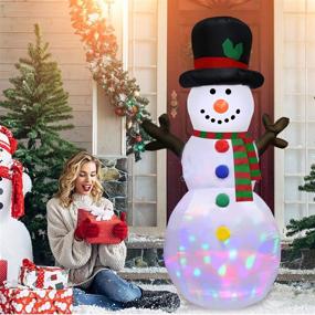 img 1 attached to 🎅 FastDeng 6 Feet Snowman Inflatable Christmas Decorations Featuring Upgraded Colorful Rotating LED Light, Static Lights, and Branch Hand for Indoor Outdoor Yard Garden Christmas Decoration
