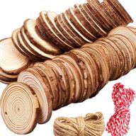 motbach 50 pack natural wood rounds slices, unfinished wooden craft kit with pre-drilled hole, includes 2 pieces of 66 feet twine string for wood art, christmas party decor, ornaments, diy crafts logo