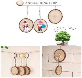 img 1 attached to MOTBACH 50 Pack Natural Wood Rounds Slices, Unfinished Wooden Craft Kit with Pre-drilled Hole, Includes 2 Pieces of 66 Feet Twine String for Wood Art, Christmas Party Decor, Ornaments, DIY Crafts