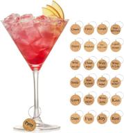 🍷 set of 24 wooden wine glass charms: markers for wine glasses, champagne flutes, cocktails, martinis logo