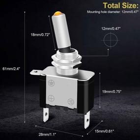 img 3 attached to Twidec/3Pcs Rocker Lighted Toggle Switch 12V 20A Heavy Duty Racing Car Automative Auto SPST ON/Off Toggle Switch Yellow LED Illuminated 3Pin ASW-07DY