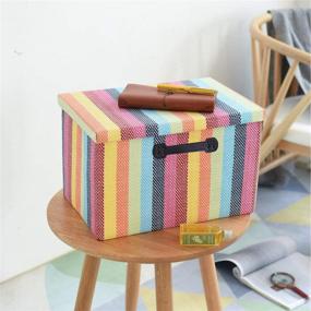 img 2 attached to 🌈 TheWarmHome Storage Box with Lid - Organizing and Decorative Basket for Closet - Colorful Memory Box - Empty Gift Basket 15.7x11.5x11.5 inch (Rainbow)