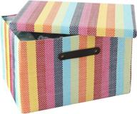 🌈 thewarmhome storage box with lid - organizing and decorative basket for closet - colorful memory box - empty gift basket 15.7x11.5x11.5 inch (rainbow) logo