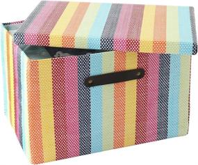 img 4 attached to 🌈 TheWarmHome Storage Box with Lid - Organizing and Decorative Basket for Closet - Colorful Memory Box - Empty Gift Basket 15.7x11.5x11.5 inch (Rainbow)