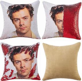 img 4 attached to Harry Sequin Pillowcase Styles - Fun Harry Gag Gift Decorative Throw Pillowcase (Red)