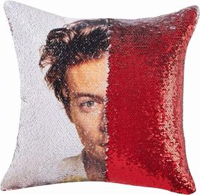 img 1 attached to Harry Sequin Pillowcase Styles - Fun Harry Gag Gift Decorative Throw Pillowcase (Red)