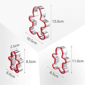 img 1 attached to 🍪 FASAKA 3pcs Stainless Steel Cookie Cutters Set with Gingerbread Boy Shape - Red PVC Mould - Environmentally Friendly