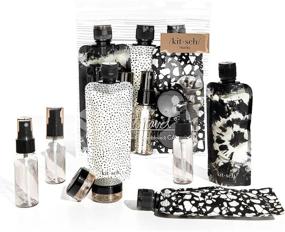 img 4 attached to 🧳 Кич 11шт Ultimate Travel Bottles Set - TSA Approved, Carry On, Travel Containers (Black & Ivory)