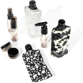 img 3 attached to 🧳 Кич 11шт Ultimate Travel Bottles Set - TSA Approved, Carry On, Travel Containers (Black & Ivory)