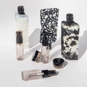 img 1 attached to 🧳 Кич 11шт Ultimate Travel Bottles Set - TSA Approved, Carry On, Travel Containers (Black & Ivory)