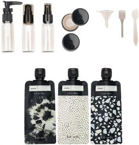 img 2 attached to 🧳 Кич 11шт Ultimate Travel Bottles Set - TSA Approved, Carry On, Travel Containers (Black & Ivory)