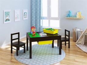 img 3 attached to 🔲 UTEX Large 2 in 1 Kid Activity Table with Storage for Older Kids - Perfect Play Table for Kids, Boys, and Girls - Espresso Finish