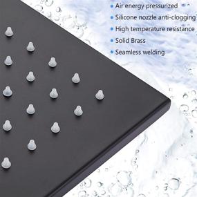 img 2 attached to 16-Inch LED Matte Black Square Rainfall Shower Head - High Pressure Waterfall 🚿 Effect, Made with Solid Brass, Silicon Nozzles, and Adjustable Design - Fixed Shower Head