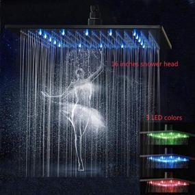 img 3 attached to 16-Inch LED Matte Black Square Rainfall Shower Head - High Pressure Waterfall 🚿 Effect, Made with Solid Brass, Silicon Nozzles, and Adjustable Design - Fixed Shower Head
