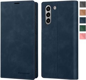 img 4 attached to 📱 FulSoulComM Galaxy S21 Wallet Case - Retro PU Leather Flip Magnetic Closure Cover with Card Slots & Cash Pockets, Kickstand - Blue, 6.2’’