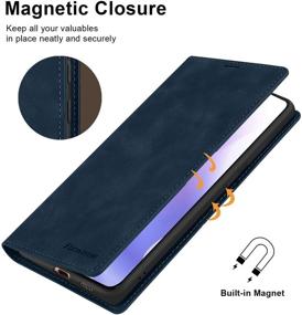 img 3 attached to 📱 FulSoulComM Galaxy S21 Wallet Case - Retro PU Leather Flip Magnetic Closure Cover with Card Slots & Cash Pockets, Kickstand - Blue, 6.2’’