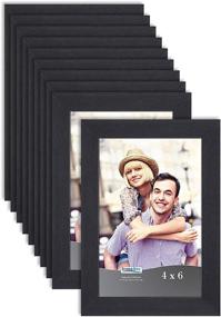 img 4 attached to 🖼️ Icona Bay 4x6 Picture Frame Set (Black, 10 Pack), Sleek Contemporary Design, Dual Tabletop Stand and Wall Mount Hooks, Impresia Collection