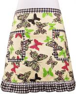 🦋 love potato cute green butterfly waist apron - stylish server apron with 2 pockets for girls & women in commercial restaurants логотип