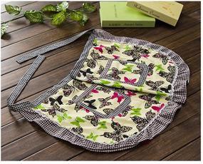 img 1 attached to 🦋 Love Potato Cute Green Butterfly Waist Apron - Stylish Server Apron with 2 Pockets for Girls & Women in Commercial Restaurants