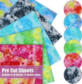 img 3 attached to Set of 6 Tie-Dye Heat Transfer Vinyl Sheets - 12 x 10 Inch | Rainbow Color Printed HTV | Watercolor Clouds Pattern | DIY T-Shirt Fabric | Compatible with Cricut