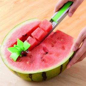 img 4 attached to 🍉 Effortlessly Slice and Cube Melons with the Windmill Auto Stainless Steel Watermelon Slicer Cutter - Essential Kitchen Gadget in Green