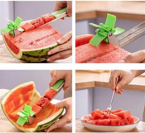 img 3 attached to 🍉 Effortlessly Slice and Cube Melons with the Windmill Auto Stainless Steel Watermelon Slicer Cutter - Essential Kitchen Gadget in Green