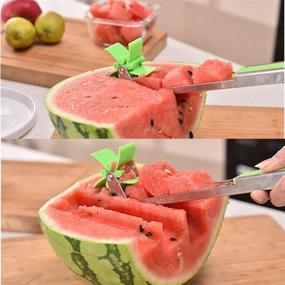 img 2 attached to 🍉 Effortlessly Slice and Cube Melons with the Windmill Auto Stainless Steel Watermelon Slicer Cutter - Essential Kitchen Gadget in Green