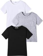 👦 set of 3 boyoo boys' cotton t-shirts with pocket and crew neck for kids ages 5-14 - short sleeved solid tops logo