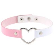 💖 akoak new fashion girls love heart choker: double color pu leather punk collar necklace logo