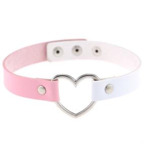 img 1 attached to 💖 AKOAK New Fashion Girls Love Heart Choker: Double Color PU Leather Punk Collar Necklace