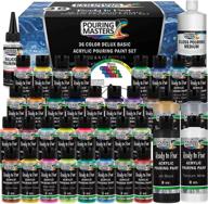 🎨 premium pouring masters 36-color acrylic pouring paint set - ready to pour with silicone oil & gloss medium - pre-mixed high flow - 2-ounce & 8-ounce bottles - ideal for canvas, wood, paper, crafts, tile logo