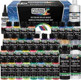 img 4 attached to 🎨 Premium Pouring Masters 36-Color Acrylic Pouring Paint Set - Ready to Pour with Silicone Oil & Gloss Medium - Pre-Mixed High Flow - 2-Ounce & 8-Ounce Bottles - Ideal for Canvas, Wood, Paper, Crafts, Tile