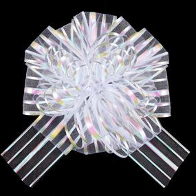 img 4 attached to Set of 10 White Organza 6-Inch Pull Bows for Gifts - Mata1 Medium-Large Pull String Bows for Presents, Weddings, and Gift Wrapping