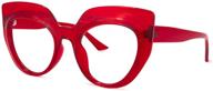 voogueme thick cat eye blue light blocking glasses for women red logo