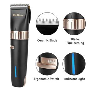 img 1 attached to 💇 BuySShow Quiet Professional Hair Clippers Set for Men and Babies: Cordless, Rechargeable, with Charging Dock, 8 Comb Guides, 2 Scissors