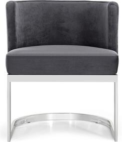 img 2 attached to 🪑 Gianna Collection Modern Contemporary Grey Velvet Upholstered Dining Chair with Polished Chrome Metal Frame - 24" W x 22" D x 29.5" H