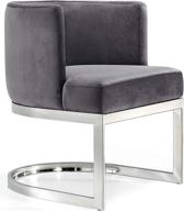 🪑 gianna collection modern contemporary grey velvet upholstered dining chair with polished chrome metal frame - 24" w x 22" d x 29.5" h логотип