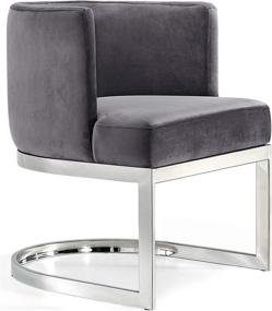 img 4 attached to 🪑 Gianna Collection Modern Contemporary Grey Velvet Upholstered Dining Chair with Polished Chrome Metal Frame - 24" W x 22" D x 29.5" H