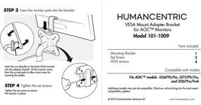 img 2 attached to 🖥️ Enhance Your AOC i2367Fh/Fm/F, i2757Fh/Fm, i2067f, and i2267Fw/Fwh Monitors with the HumanCentric VESA Mount Adapter Bracket