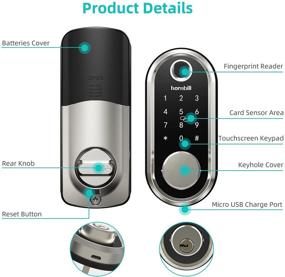 img 3 attached to 🔒 Hornbill Fingerprint Deadbolt Lock: Smart Keyless Entry Front Door Lock with Touchscreen Keypad, Bluetooth Control, and More!