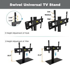 img 2 attached to 📺 ForGING MOUNT Height Adjustable Swivel TV Stand Table Top Base for 37-70" TVs - Holds up to 99lbs, VESA 600x400mm - Includes Tempered Glass Base, Bonus HDMI Cable & Adapter