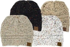 img 4 attached to 🧣 Funky Junque 4 Pack Confetti Knit Beanie - Thick Cozy Winter Hat - Unisex, Soft & Warm