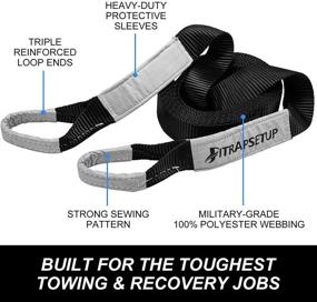 img 3 attached to 🚜 PITRAPSETUP 30,000 фунтов Восстановительная буксировочная стропа - спасает транспортные средства, застрявшие в грязи / снегу, высокопрочная лента для вытягивания лебедки 3" x 30' - усиленные петли, водонепроницаемый аксессуар для внедорожных грузовиков.